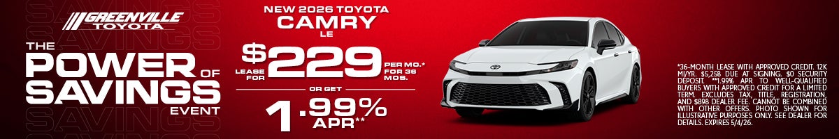 Greenville Toyota 2026 Camry Offer