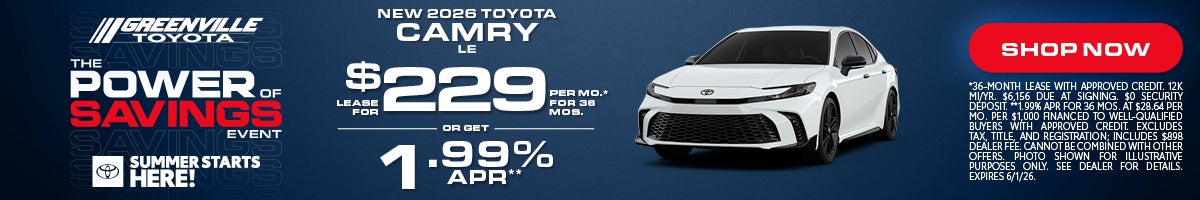 Greenville Toyota 2026 Camry Offer