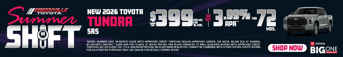 Greenville Toyota 2026 Tundra Offer