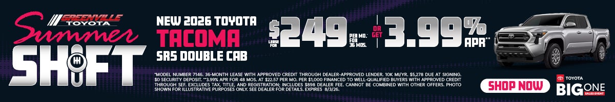 Greenville Toyota 2026 Tacoma Offer