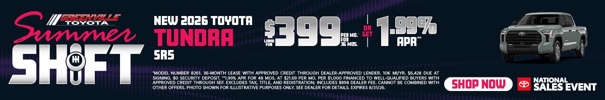 Greenville Toyota 2026 Tundra Offer