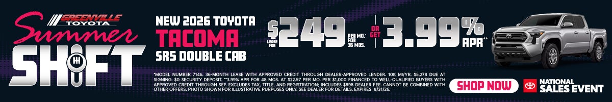 Greenville Toyota 2026 Tacoma Offer